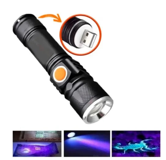 Lanterna Led Potente Luz Ultravioleta Negra Uv T6 Escorpião